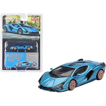 Lamborghini Sian FKP 37 Blu Aegir Blue Metallic Limited Edition to 6960 pieces 1/64 Diecast Model Car by True Scale Miniatures