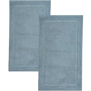 Hawmam Linen Bath Mats, Pack of 2-100% Ring Spun Cotton, Banded Design, Highly Absorbent, Machine Washable for Bathroom Floor Towel - 1 of 4