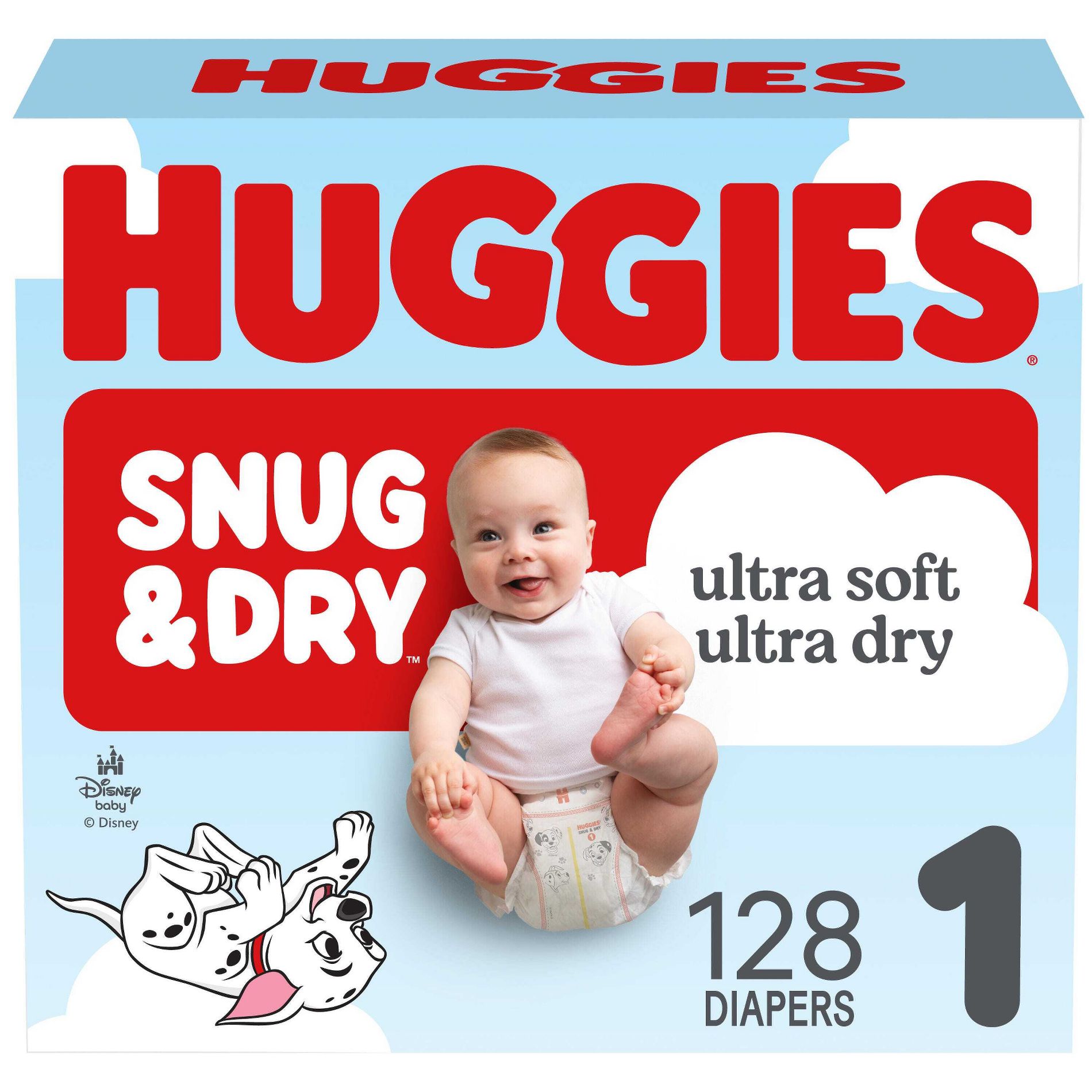 Huggies Snug & Dry Ultra Soft Diapers - Size 1 - 128ct