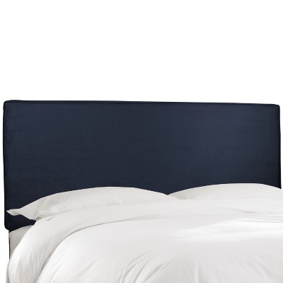 Twin Harper Box Seam Headboard Navy Velvet - Skyline Furniture