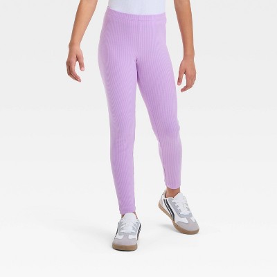 Girls' Ribbed Leggings - Cat & Jack™ Lilac Purple M