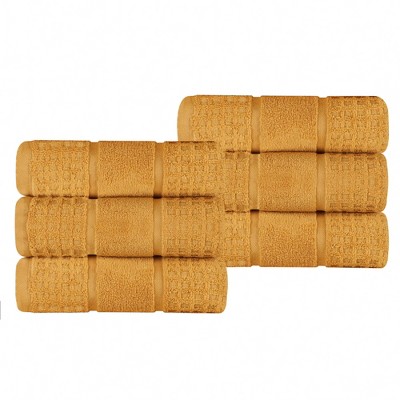 Zero Twist Cotton Waffle Honeycomb Medium Weight Hand Towel Set of 6 by Blue Nile Mills