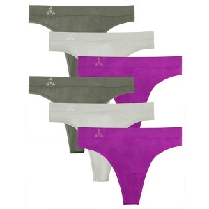 Balanced Tech Women's Seamless Thong Panties 6-Pack - Grey/Charcoal/Purple Cactus - X-Small - 1 of 1