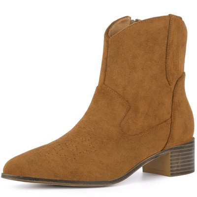 Perphy Women's Zipped Pointed Toe Block Heel Western Ankle Boots