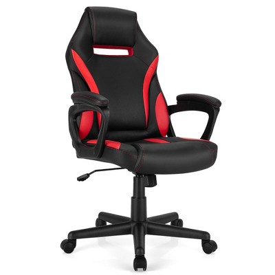 Costway High Back Gaming Chair Adjustable Swivel Racing Style Office Chair Red