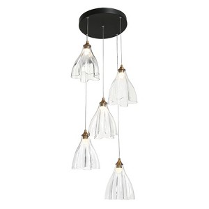 LNC Juanshin Modern Luxury  Cone Integrated LED Mini Pendant  Lights, Gold with Clear Glass,7.5in/20in - 1 of 4