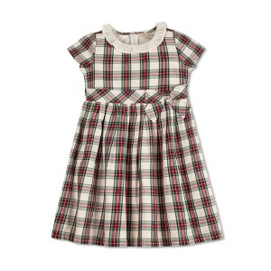 Hope & Henry Girls' Short Sleeve Ruffle Collar Party Dress with Bow, Infant - 1 of 4