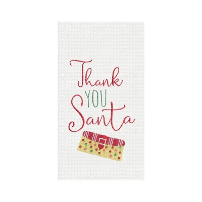 C&F Home Thank You Santa Embroidered Waffle Weave Kitchen Towel