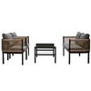 4-Piece Outdoor Patio Iron Conversation Sofa Set with Tempered Glass Coffee Table - 2 of 4