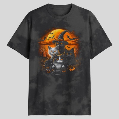 Men's Cats Halloween T-Shirt - Black Wash