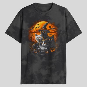 Men's Cats Halloween T-Shirt - Black Wash - 1 of 3