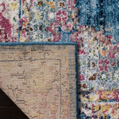 Blue and Ivory Rectangular Synthetic 4' x 6' Area Rug