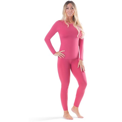 Rocky Thermal Underwear For Women Long Johns Fleece Lined Set Shirt Pants Base Layer mauve Pink Small Target