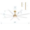 Airsurfer 72" Black Windmill Ceiling Fan with Color-Changing LED Light & Remote, 8 ABS Blades for Large Rooms, DC Motor, 7''&12'' Downdods - 3 of 4