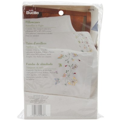 Bucilla Stamped Embroidery Pillowcase Pair 20"X30"-Butterflies In Flight