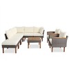 9 Piece Rattan Garden Furniture Sofa Set,Wicker Outdoor Patio Conversation Set with Coffee Table,L-Shaped Sectional Sofa with Cushion-Coolbibila - 3 of 4