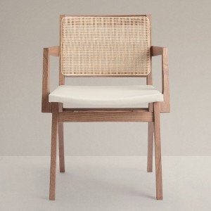KLAREL Elye Armchair | Cane Backed Dining Chair With Leather Seat - 1 of 4