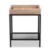 Overton Wood and Metal End Table Oak/Black - Baxton Studio: Industrial Square Accent Table for Living Room - 3 of 4
