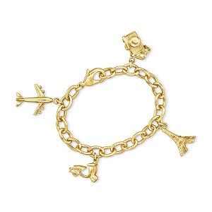 Ross-Simons Italian 14kt Yellow Gold-Plated Travel Charm Bracelet - 1 of 3