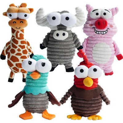 Nocciola 5 PCS Entire Barnyard Dog Toys with Squeaky Sounds,Christmas gift,Durable and Stimulating Plush Toys for Small to Large Dogs