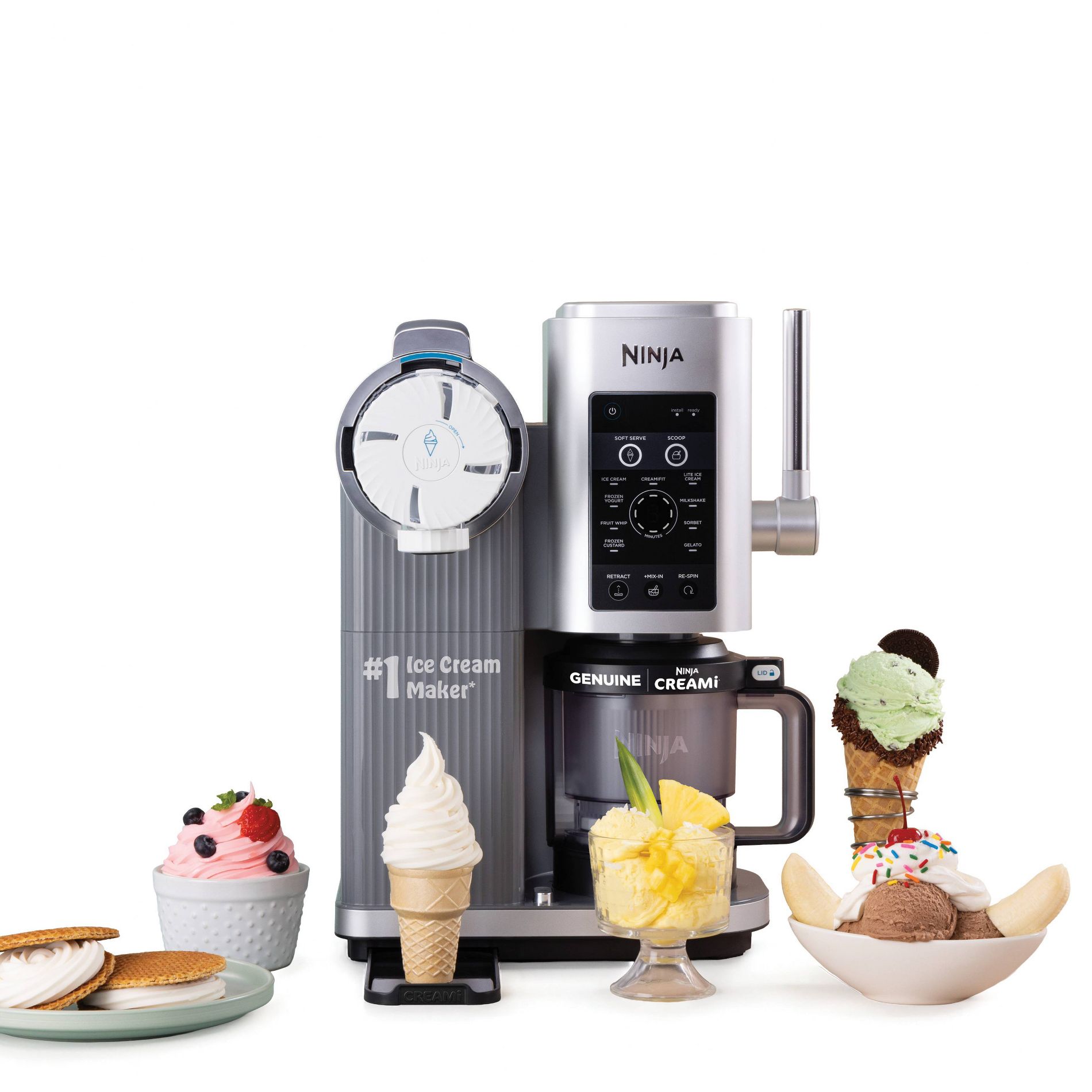 Ninja CREAMi Scoop & Swirl Ice Cream and Soft Serve Maker 13 One-Touch Programs NC701