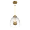 3-Light Satin-Brass Pendant – Clear Glass on Chain, Farmhouse Hanging Light - 3 of 4