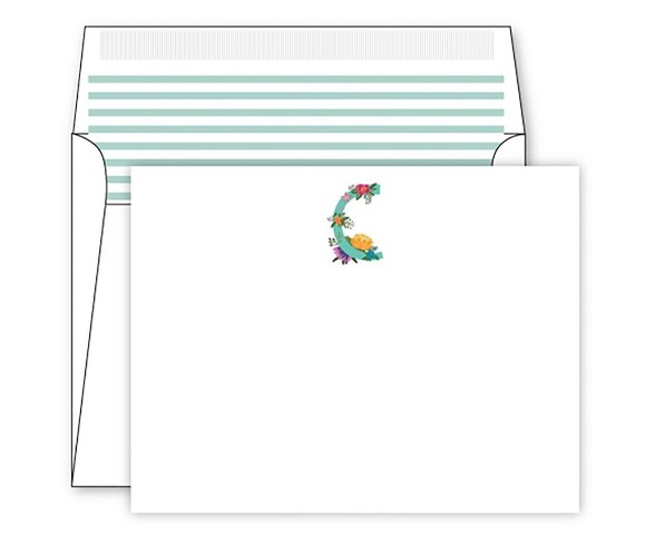 Die -Cut Social Set Vintage Floral Monogram - C