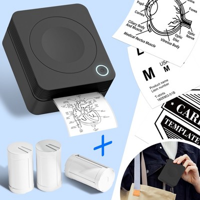 FLEXYVA Sticker Printer, PM230 Mini Printer Bluetooth Portabel Sticker Maker with 3 Rolls Paper, Mini Printer for Phone & Tablet