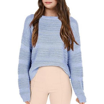 Girls Pullover Sweater Crewneck Long Sleeve Solid Soft Knit Sweater