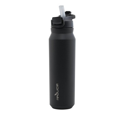 Reduce 32oz Hydrate Pro Vacuum Insulated Stainless Steel Water Bottle Black: Straw Flip-Top Lid