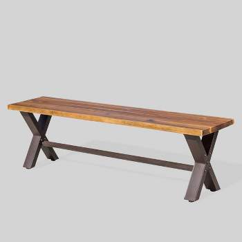 Sanibal Acacia Wood Patio Dining Bench - Brown - Christopher Knight Home