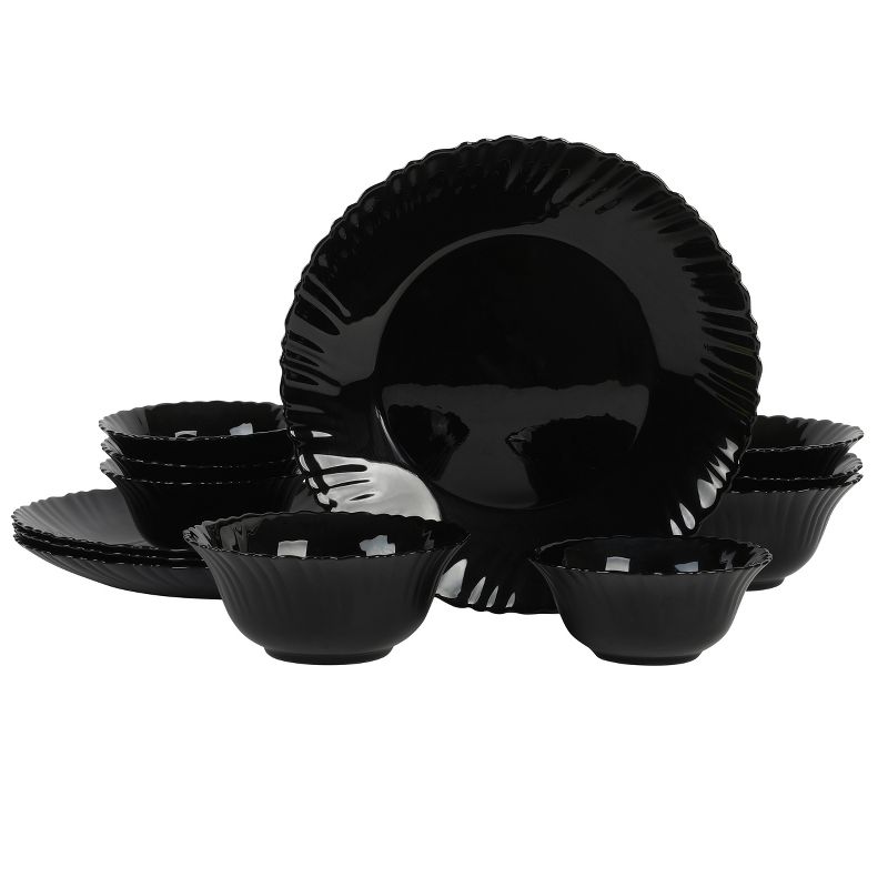 Ultra by Gibson Bandini 12 Piece Glass Dinnerware Set in Black, 1 of 8