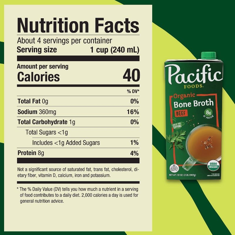 Pacific Foods Gluten Free Organic Bone Broth Beef - 32oz, 3 of 11