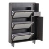 Vynxaria Modern Minimalist Japanese Rattan Shoe Cabinet, Gray Wood Grain, Compact Design - 3 of 4