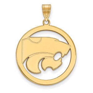 Black Bow Jewelry 14k Yellow Gold Plated Sterling Silver Kansas State Wildcats NCAA Extra Large Pendant - 1 of 3