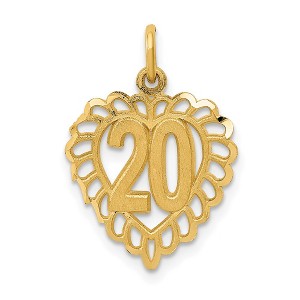 Black Bow Jewelry 14k Yellow Gold 20 inside Heart Charm or Pendant, 15mm - 1 of 4