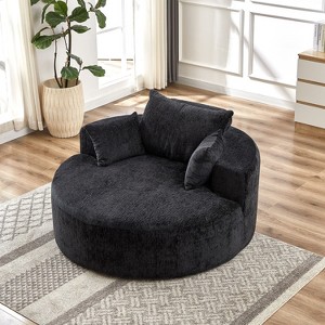 NicBex Modern Round Corduroy/Chenille Sponge Single Sofa with Back Cushion & Pillows,Fluffy Sleeper Chair for Living Room,Bedroom - 1 of 4