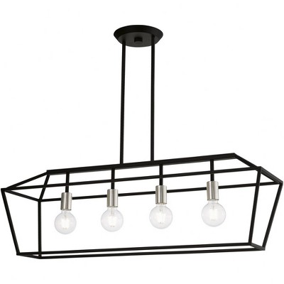 Devone 4-Light Black and Brushed Nickel Linear Chandelier