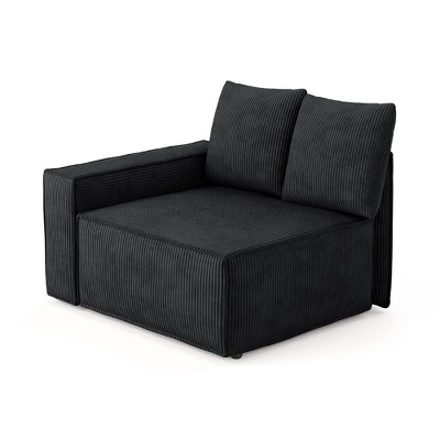 XIZZI Modular Corduroy Sectional Sofa: 5 Sold-Separately Units (Corner, Arms, Ottoman) | Black/Camel | Standard/Large Cushion Options | DIY Friendly