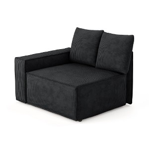 XIZZI Modular Corduroy Sectional Sofa: 5 Sold-Separately Units (Corner, Arms, Ottoman) | Black/Camel | Standard/Large Cushion Options | DIY Friendly - 1 of 4