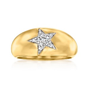 Ross-Simons 0.10 ct. t.w. Diamond Star Ring in 18kt Gold Over Sterling - 1 of 4