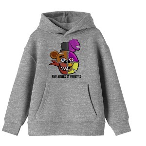 Five Nights at Freddy's Zip Face Character Heads Youth Boys Heather Grey Hoodie - 1 of 2