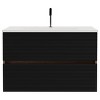FAMYYT 30 in. Single Sink Floating Black Bath Vanity with White Ceramic Top (Assembled), DTC Soft-closing Drawer - 3 of 4
