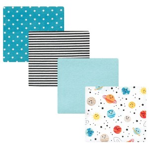 Hudson Baby Infant Boy Cotton Rich Flannel Receiving Blankets, Happy Planets, One Size - 1 of 4