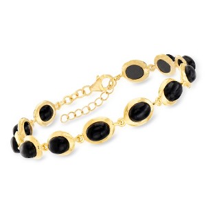 Ross-Simons Black Onyx Bracelet in 18kt Gold Over Sterling - 1 of 4