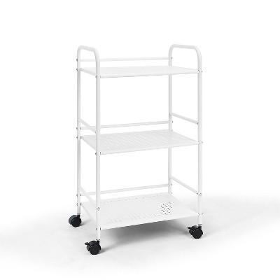 SunnyPoint Minimalist Style 3 Tier Utility Rolling Shelf Cart White (YP-3TC-W)