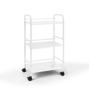 SunnyPoint Minimalist Style 3 Tier Utility Rolling Shelf Cart White (YP-3TC-W) - 1 of 4