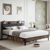 Bed Frame with Charging Station, Metal Platform Bed Frame with Button Tufted Upholstered Headboard and Storage Shelf, Metal Slats Support - 2 of 4