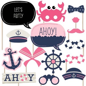 Big Dot of Happiness Ahoy - Nautical Girl - Photo Booth Props Kit - 20 Count - 1 of 4