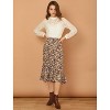 Allegra K Women's Summer Floral Elastic Waist High Low Ruffle Hem Midi Skirts - 3 of 4